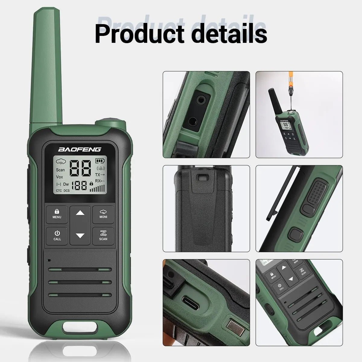 2pcs Baofeng F22 Mini Walkie Talkie PMR FRS – Long Range & Rechargeable