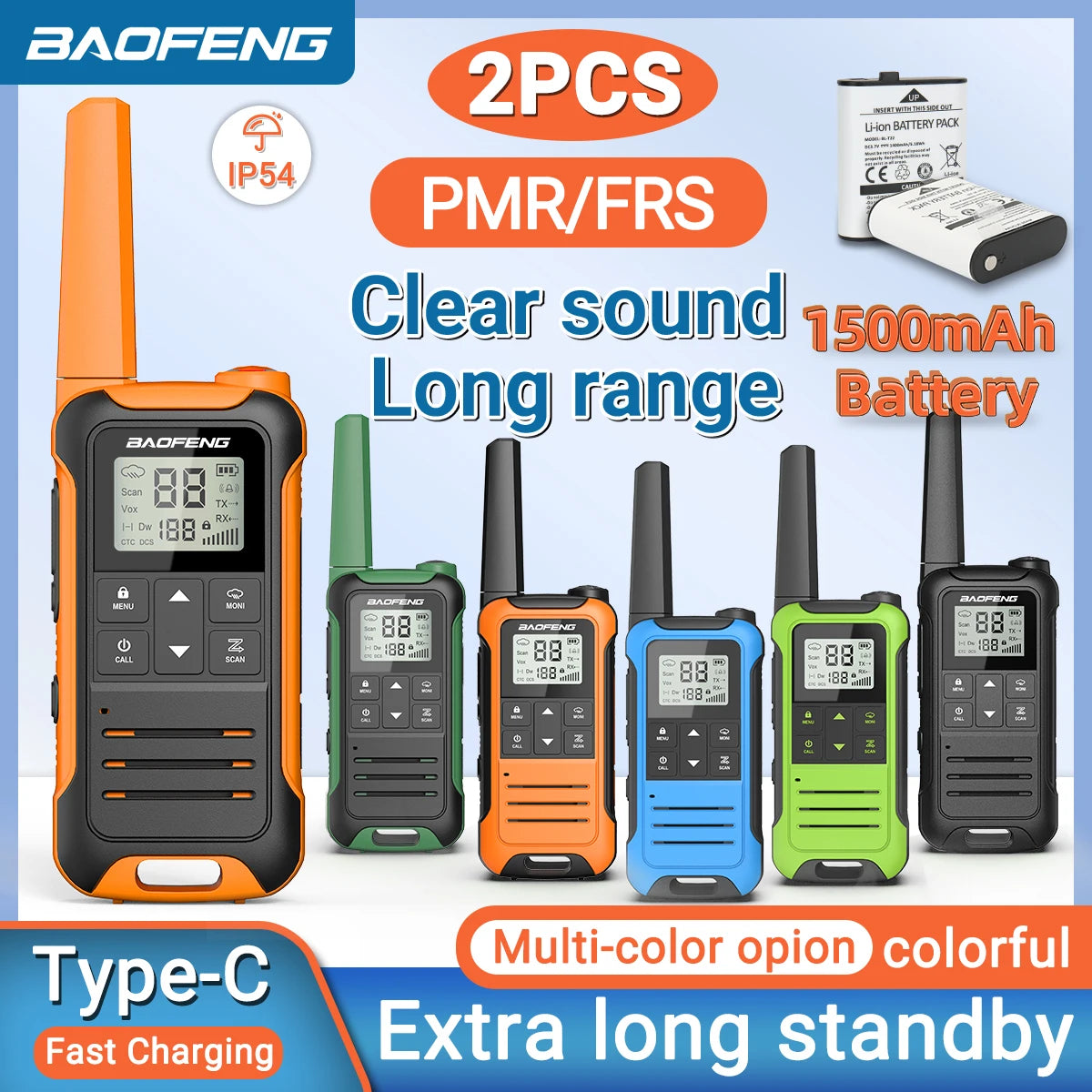 2pcs Baofeng F22 Mini Walkie Talkie PMR FRS – Long Range & Rechargeable