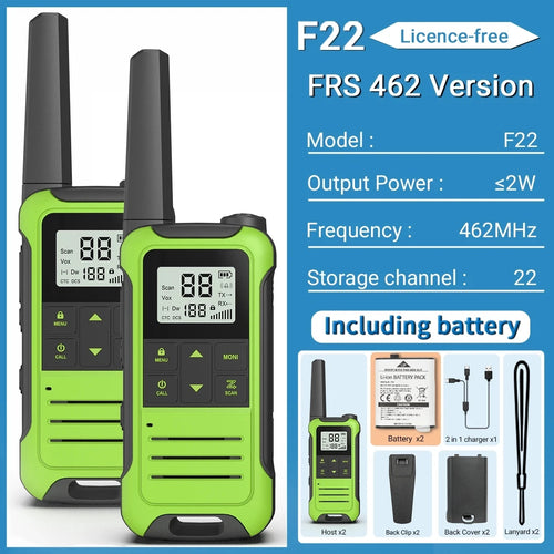 2pcs Baofeng F22 Mini Walkie Talkie PMR FRS – Long Range & Rechargeable