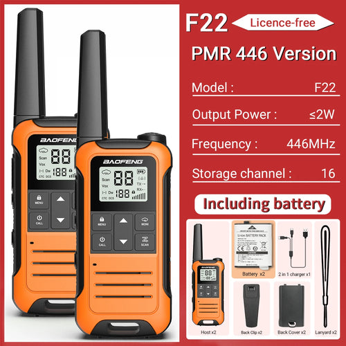 2pcs Baofeng F22 Mini Walkie Talkie PMR FRS – Long Range & Rechargeable