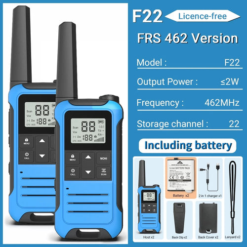 2pcs Baofeng F22 Mini Walkie Talkie PMR FRS – Long Range & Rechargeable