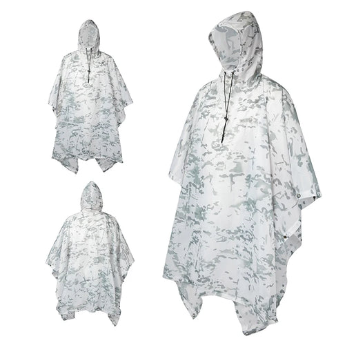 Men’s Military Waterproof Camo Raincoat – Impermeable Zipper Poncho