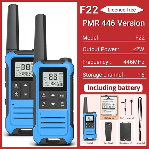 2pcs Baofeng F22 Mini Walkie Talkie PMR FRS – Long Range & Rechargeable