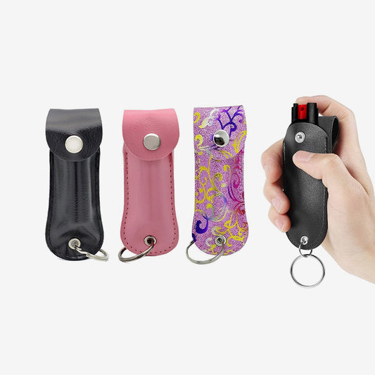 Self-Defense Pepper Spray – Leather Keychain Holder