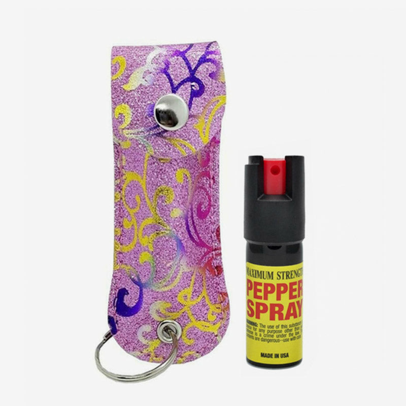 Self-Defense Pepper Spray – Leather Keychain Holder