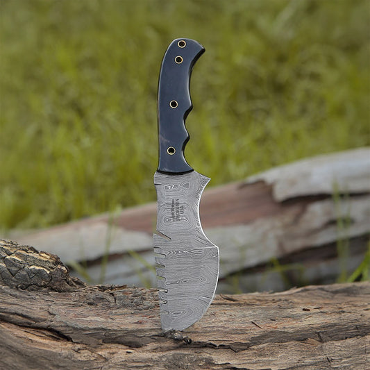 Damascus Hunting Knife – 10.5" Hand-Forged Blade