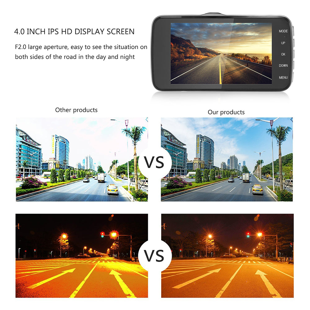 4" Dual Lens 1080P FHD Dash Camera – Front & Rear