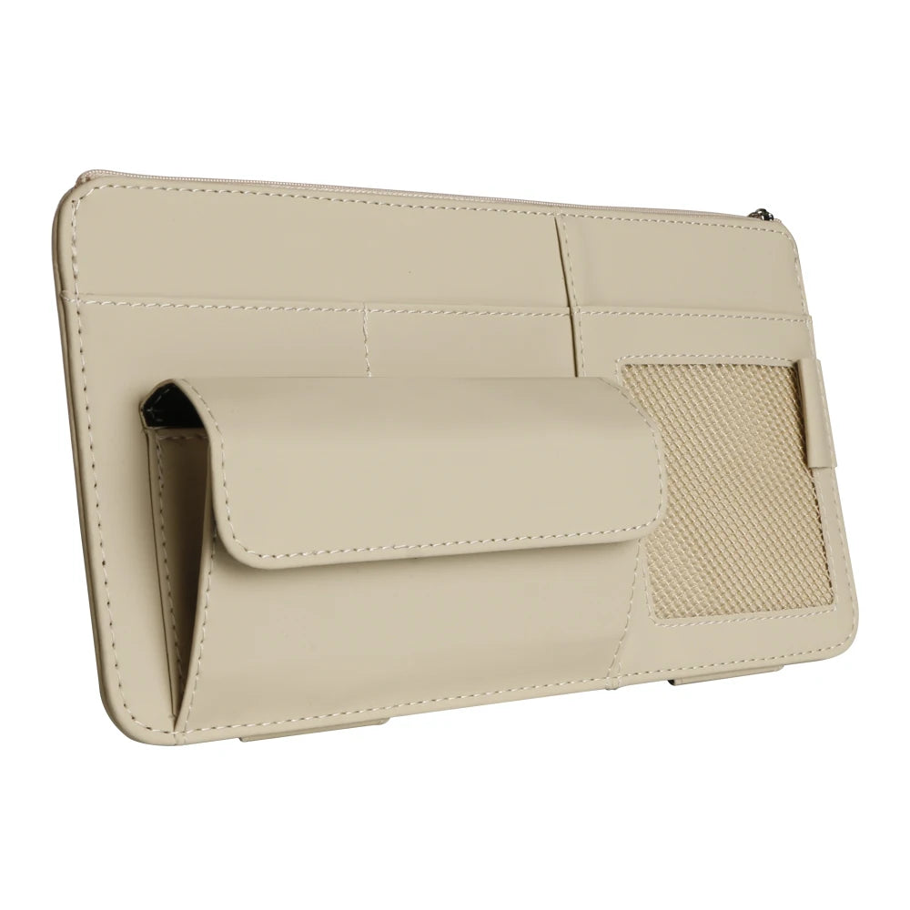 PU Leather Car Sun Visor Organizer with Photo Holder