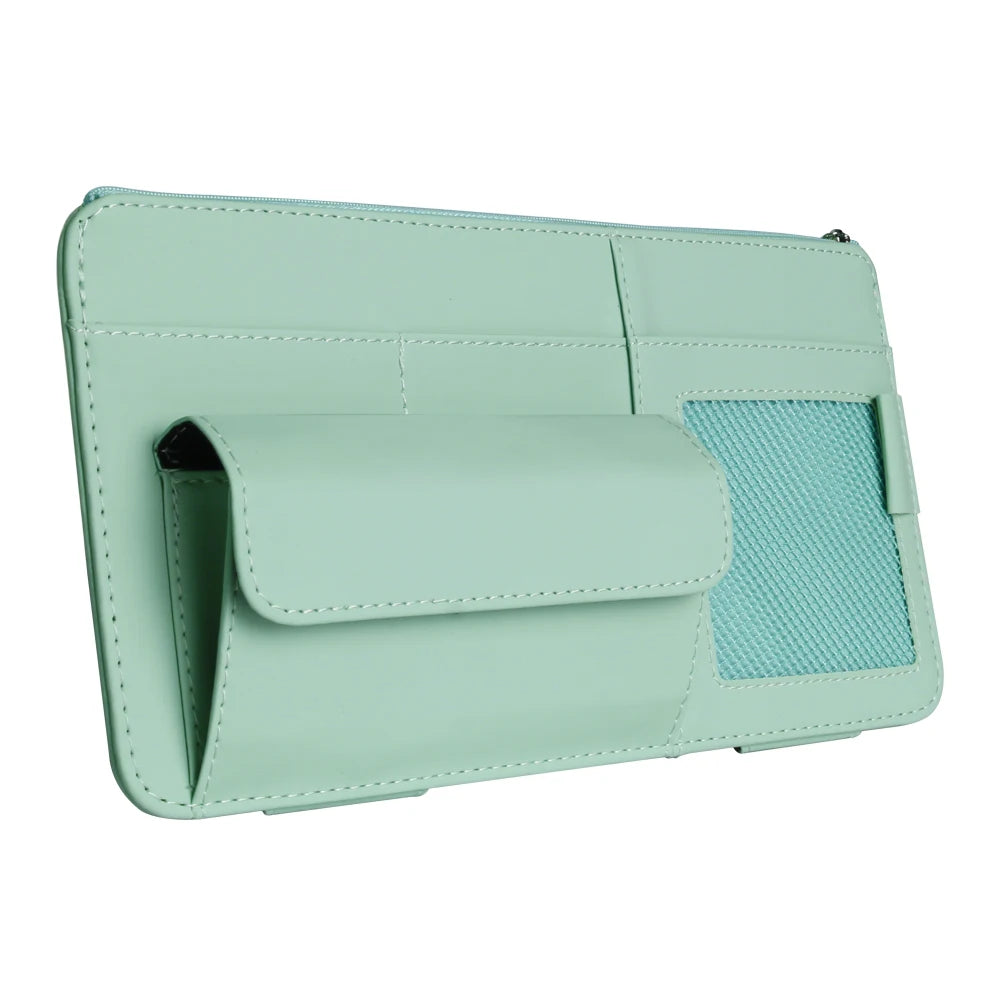 PU Leather Car Sun Visor Organizer with Photo Holder