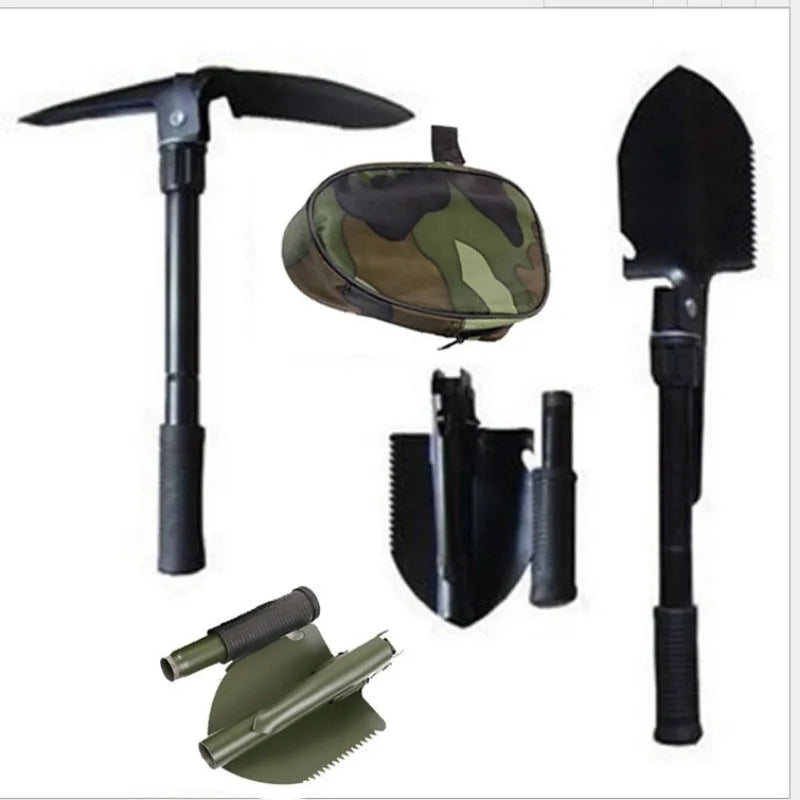 Folding Multi-Tool Camping Shovel with Compass