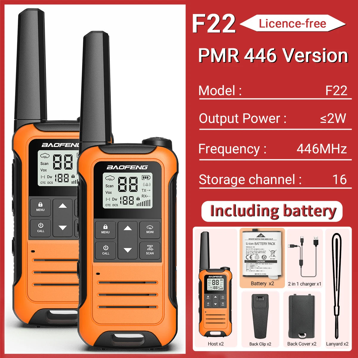 Long-Range Two-Way Radio Set with NOAA Weather Alert