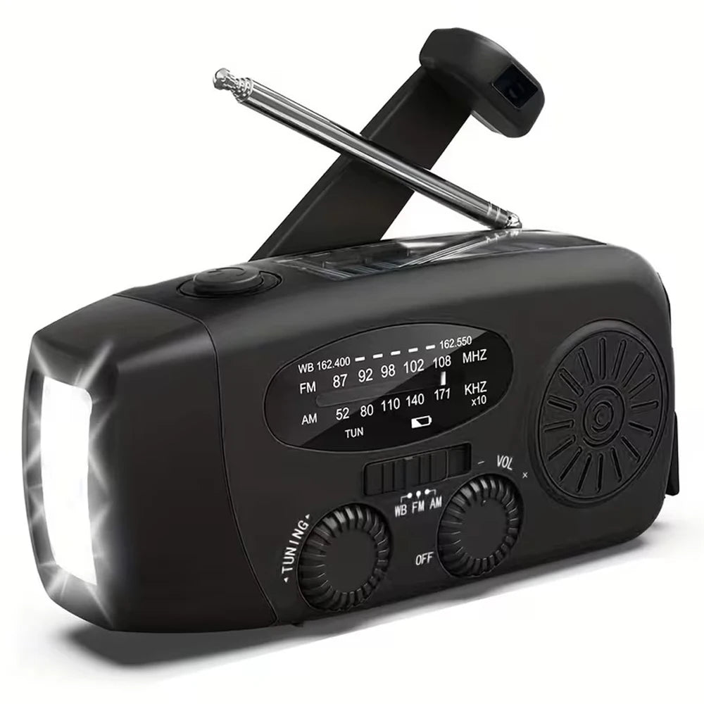 Hand Crank Solar Emergency Radio with Power Bank &amp; Flashlight