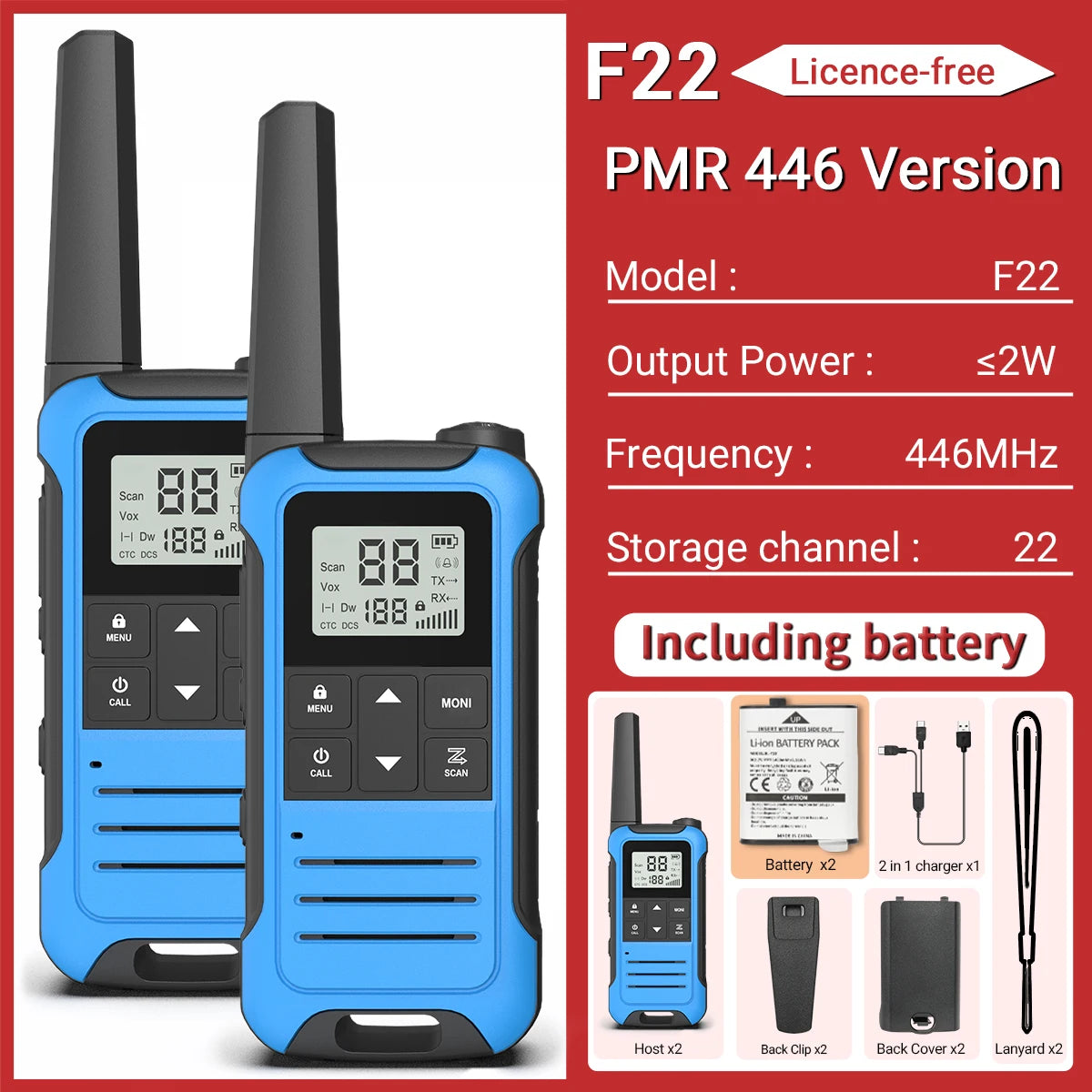 Long-Range Two-Way Radio Set with NOAA Weather Alert
