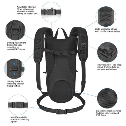 Tactical Hydration Backpack – 2.5L Bladder with Thermal Insulation