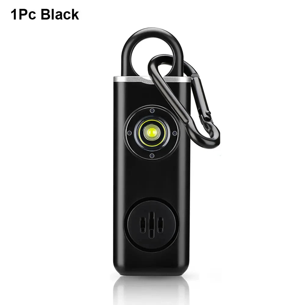 Black portable light with carabiner on a white background