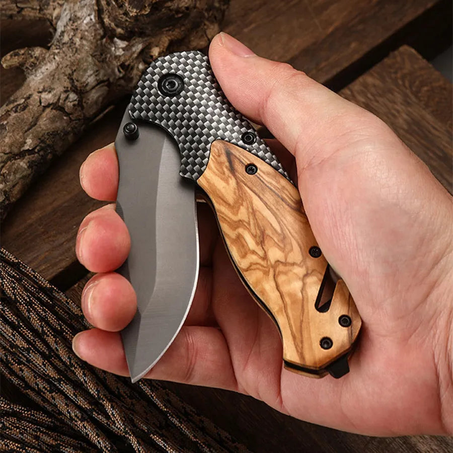 Handmade Stainless Steel Folding Knife with Horn Handle