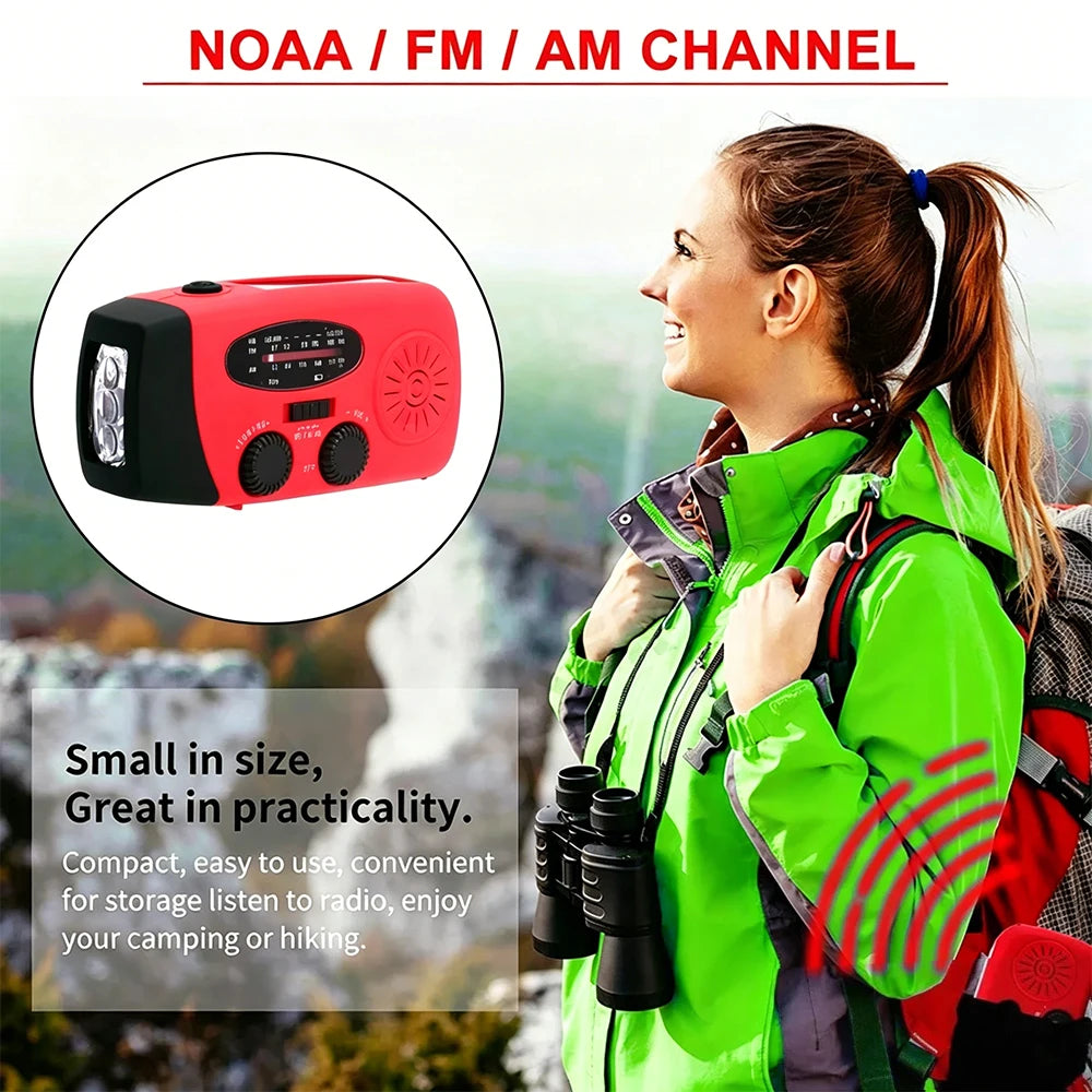 Hand Crank Solar Emergency Radio with Power Bank &amp; Flashlight