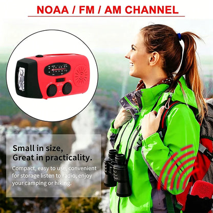 Hand Crank Solar Emergency Radio with Power Bank &amp; Flashlight