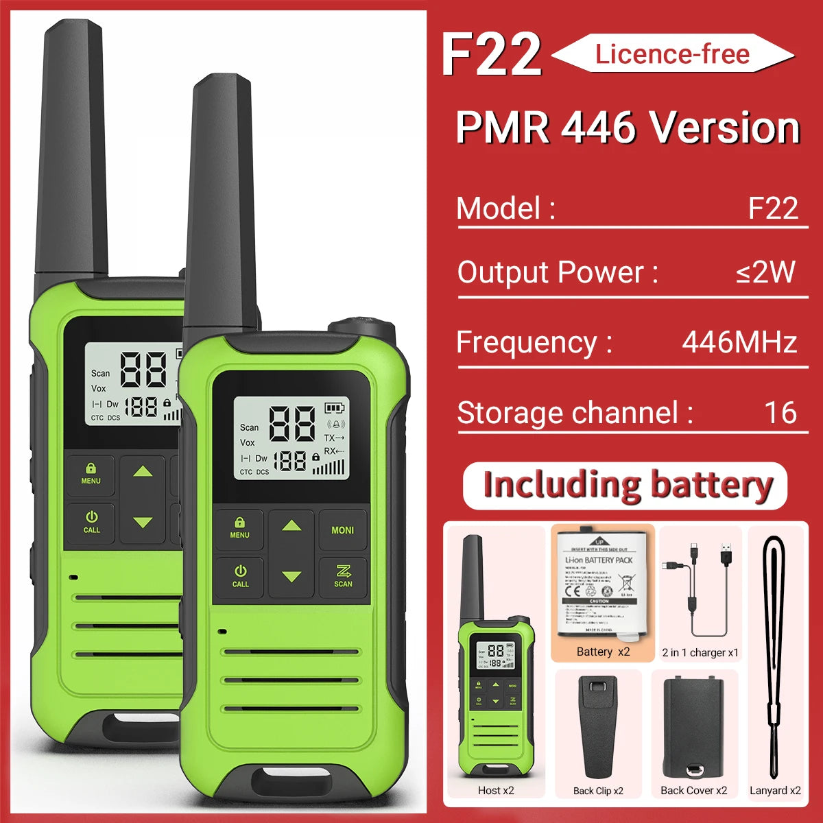 Long-Range Two-Way Radio Set with NOAA Weather Alert