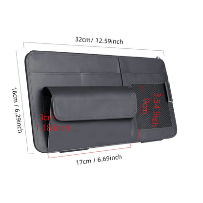 PU Leather Car Sun Visor Organizer with Photo Holder