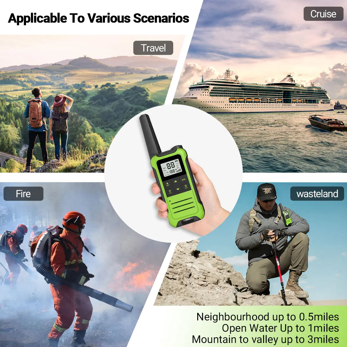 Long-Range Two-Way Radio Set with NOAA Weather Alert