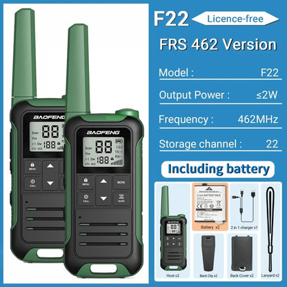 2pcs Baofeng F22 Mini Walkie Talkie PMR FRS – Long Range & Rechargeable