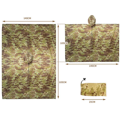 Men’s Military Waterproof Camo Raincoat – Impermeable Zipper Poncho