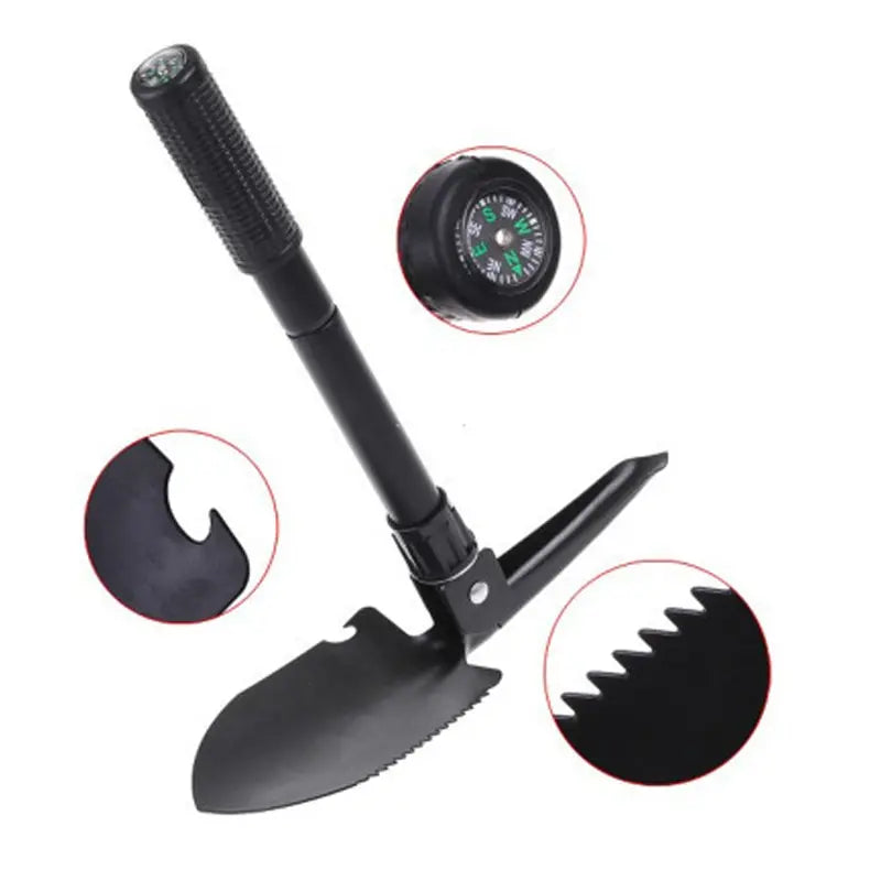 Folding Multi-Tool Camping Shovel with Compass