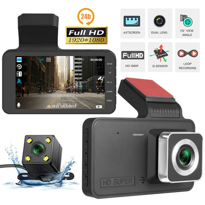 Dual Lens Dash Cam with Night Vision &amp; Parking Assist