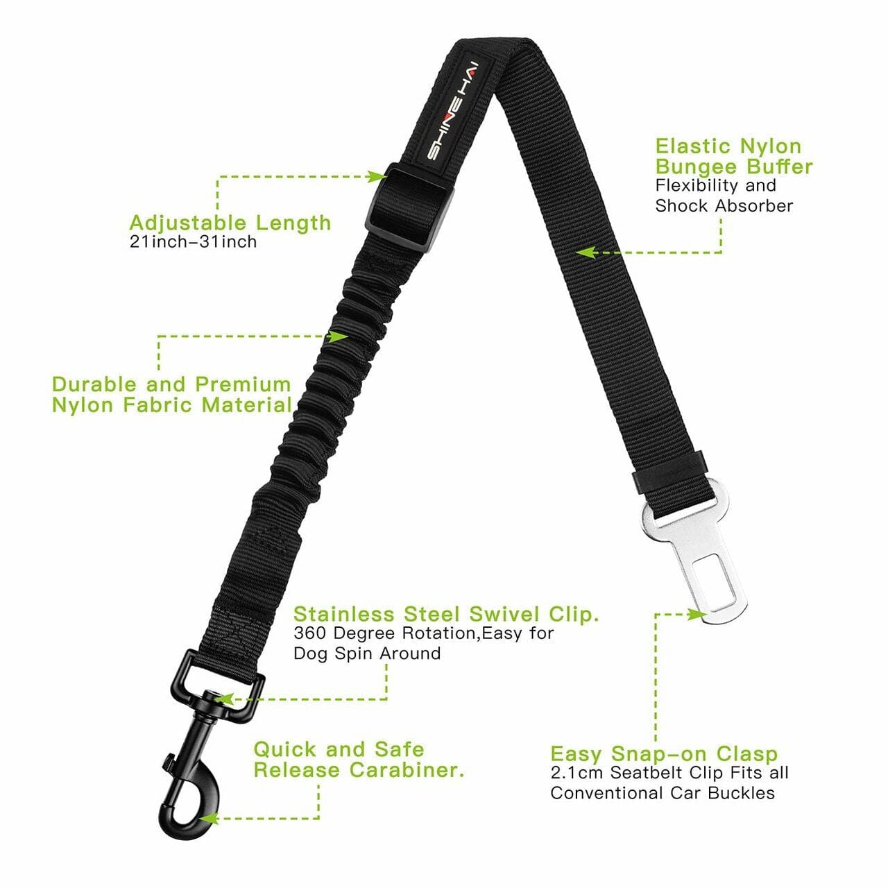 Adjustable Dog Car Harness – Seatbelt Restraint (2-Pack)