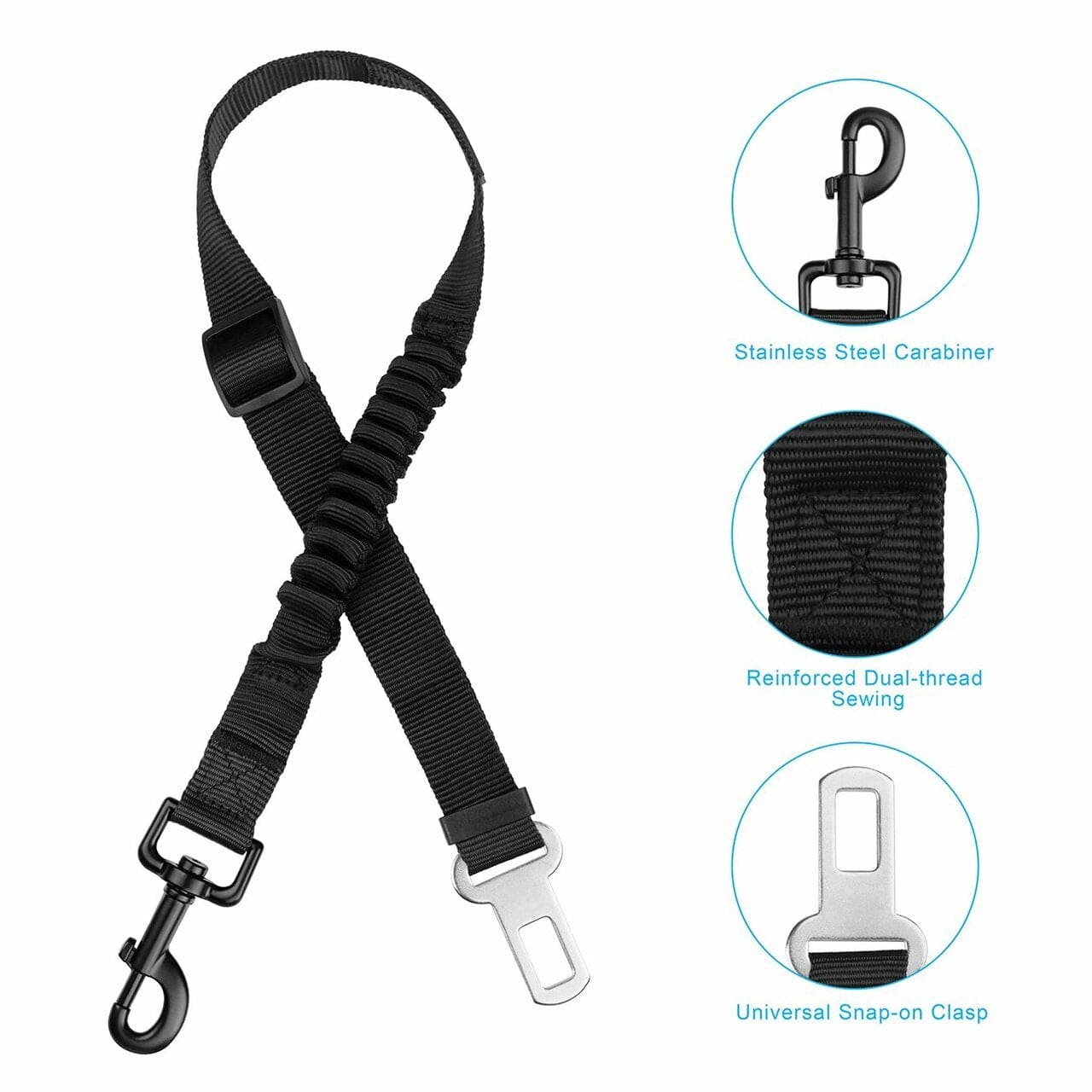 Adjustable Dog Car Harness – Seatbelt Restraint (2-Pack)