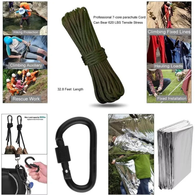 Tactical Survival Gear Kit for Camping &amp; Emergency Prep