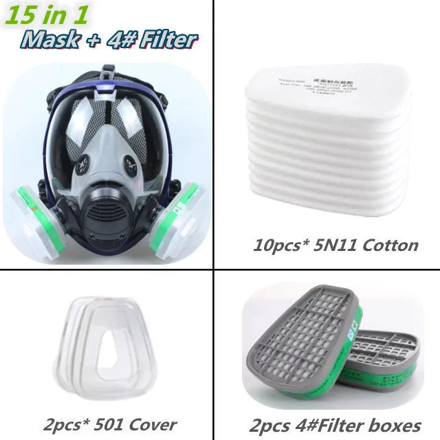 Chemical Gas Mask 6800 Dust Respirator Anti-Fog Full Face Mask Filter For Industrial Acid Gas, Welding Spray Paint Insecticide