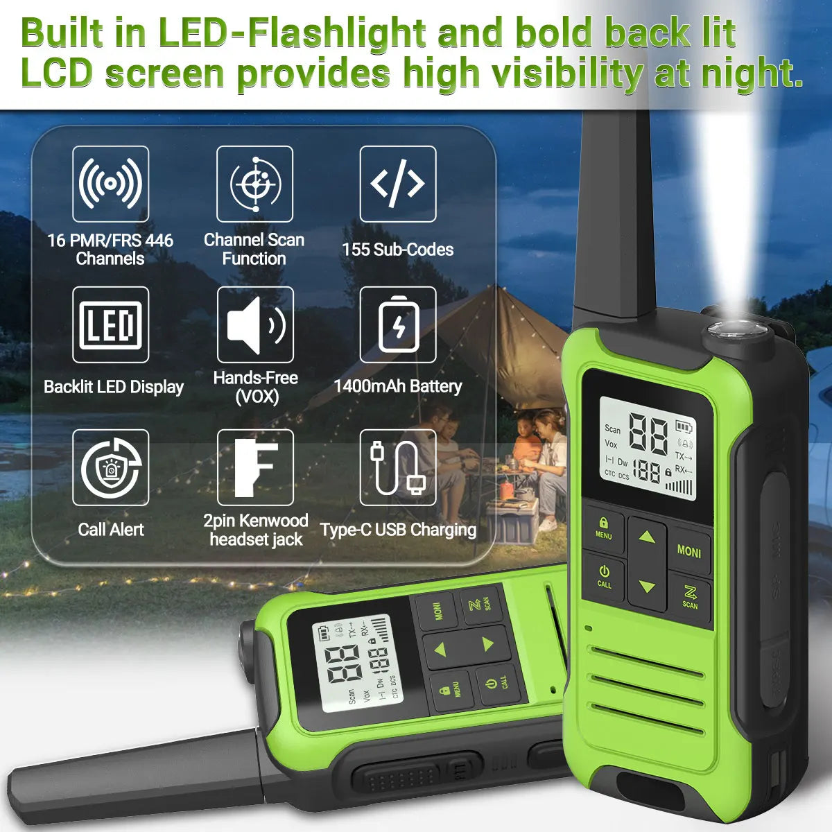 Long-Range Two-Way Radio Set with NOAA Weather Alert