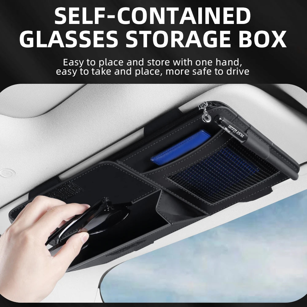 PU Leather Car Sun Visor Organizer with Photo Holder