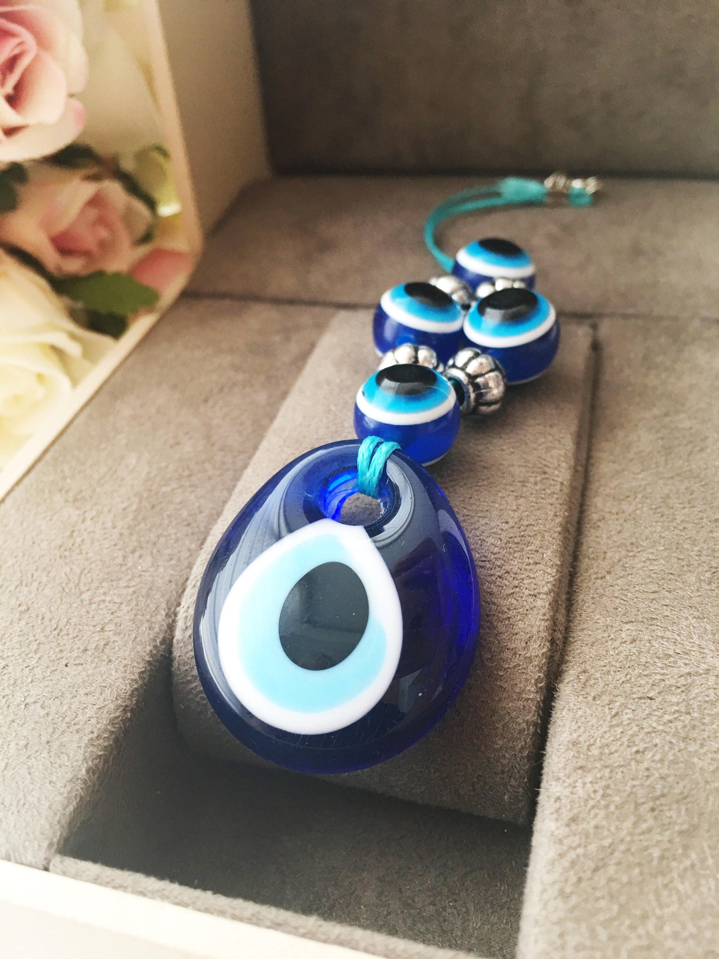 Blue Evil Eye Car Rearview Mirror Charm
