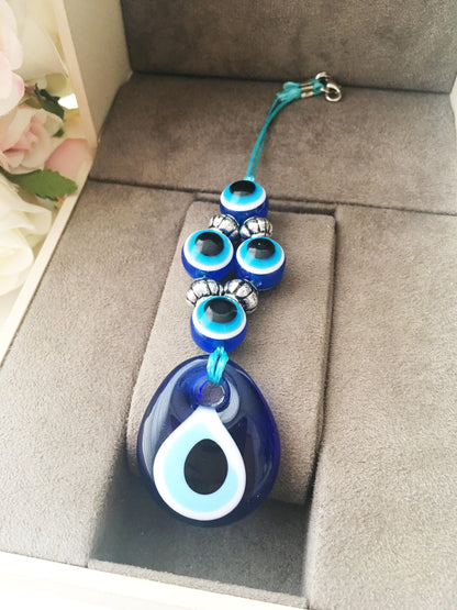 Blue Evil Eye Car Rearview Mirror Charm