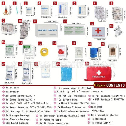 Emergency First Aid Kit – Portable & Comprehensive (188-Piece)